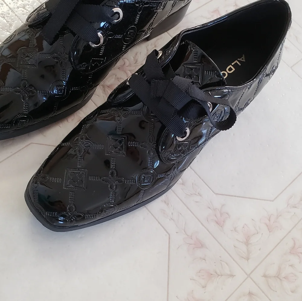 Aldo Oxford shoes Womens 8.5 Black Patent Flex Comfort Tech Shoes - Picture 9 of 14